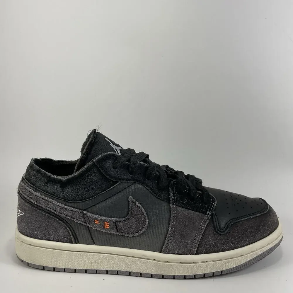 Jordan 1 Low Craft Inside Out Black Suede Mens Size 7 Casual Classic Lace Up